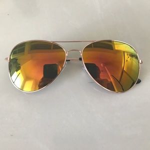 Gold Red Aviator Sunglasses