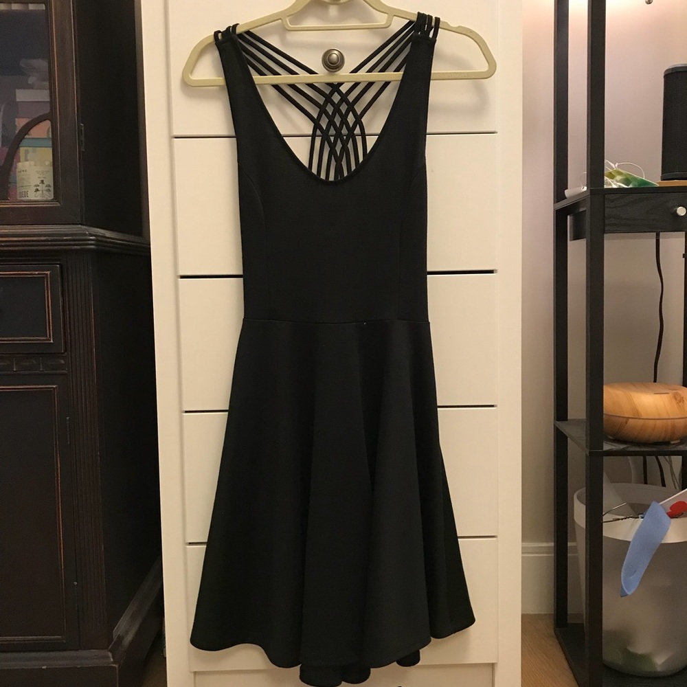 Black Sweetheart Style Plunge Back Dress