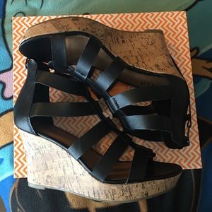 Black Wedge Sandals