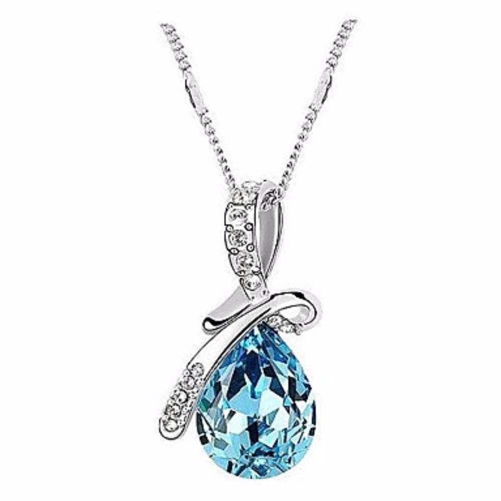 Crystal Drop Rhinestone Necklace Pendant Elegant Sparkly Jewelry Gift for Women