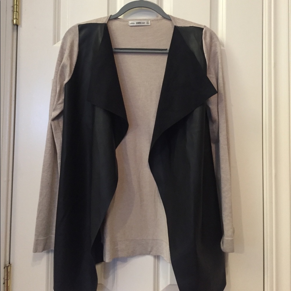 Zara Knit Leather & Suede Cardigan