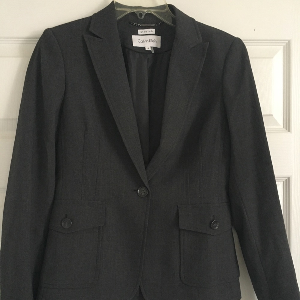 Calvin Klein two button blazer. Size 4. Charcoal