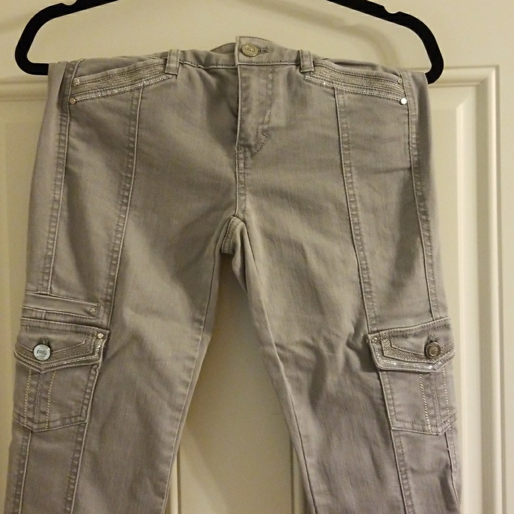 WHBM gray and silver cargo jeans