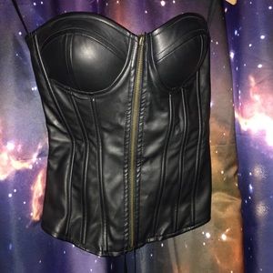 Faux leather corset