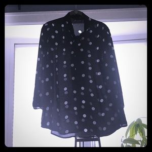 New York and Company polka dot blouse SZ L