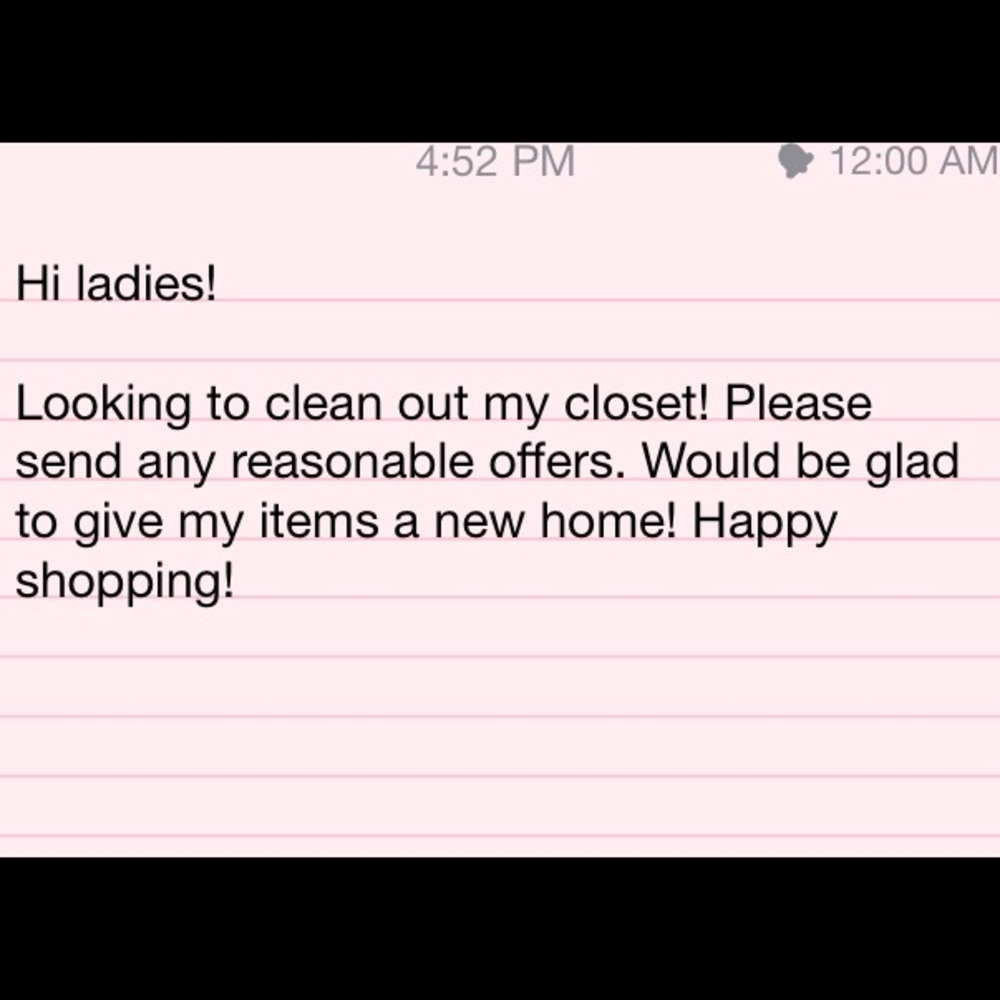 Taking all reasonable offers!