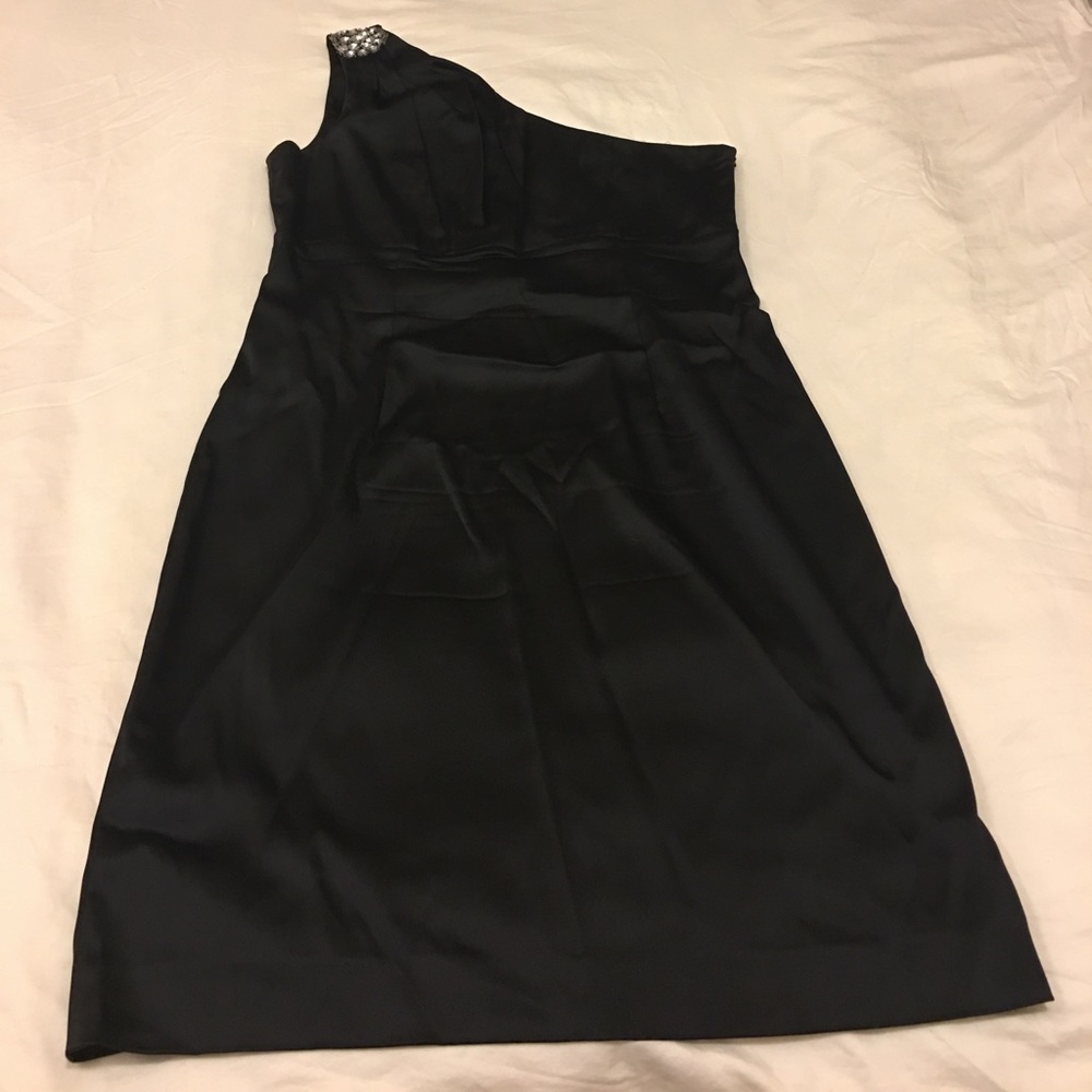 Calvin Klein Black Satin One Shoulder Dress
