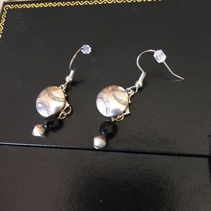 Jewelry - Adorable black & silver dangle baseball earrings Jewelry - Adorable black & silver dangle baseball earrings