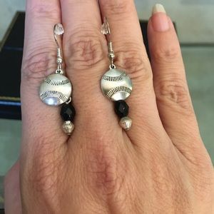 Jewelry - Adorable black & silver dangle baseball earrings Jewelry - Adorable black & silver dangle baseball earrings