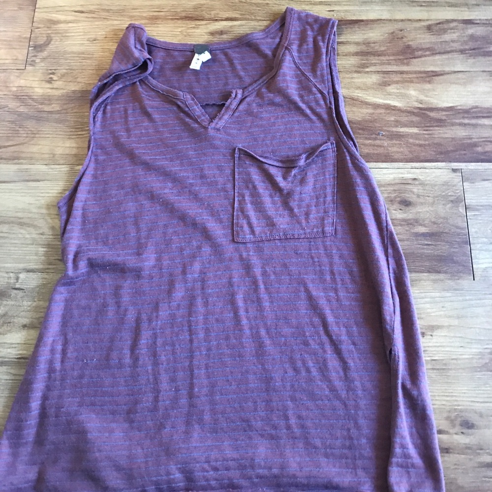 Free People Striped Tank - Maroon (Small)