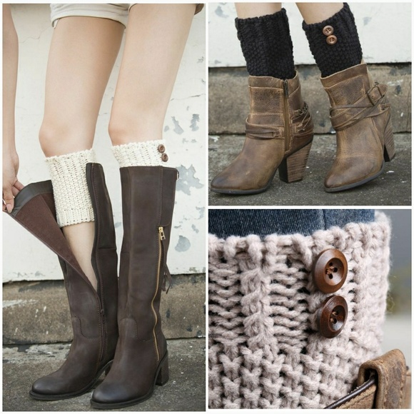 Knit Boot Cuffs With Buttons - Picture 3 of 6