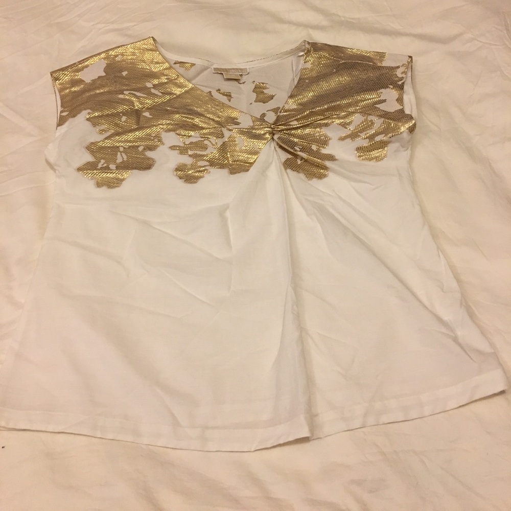 Michael Kors Gold Embroidery Top L