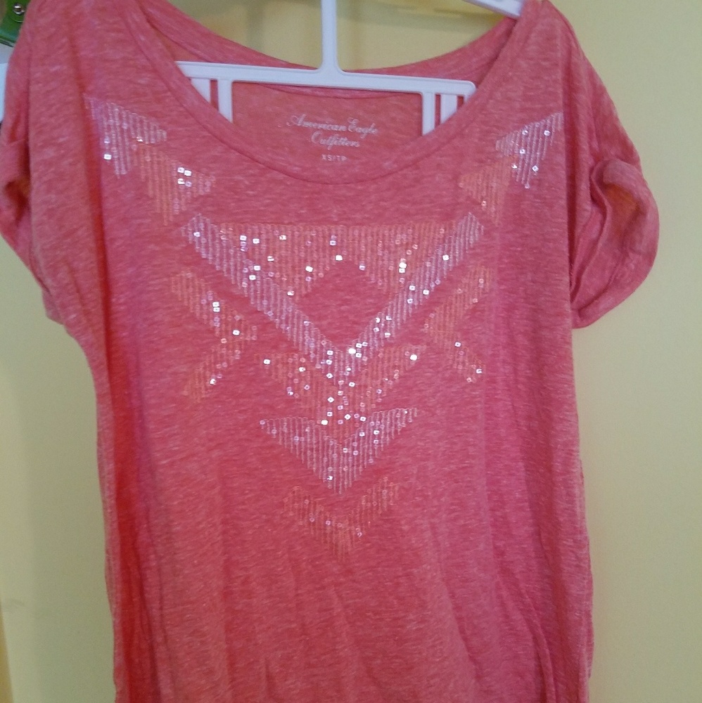 Coral sequin shirt