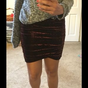 Free People Velour Burgundy Mini Skirt
