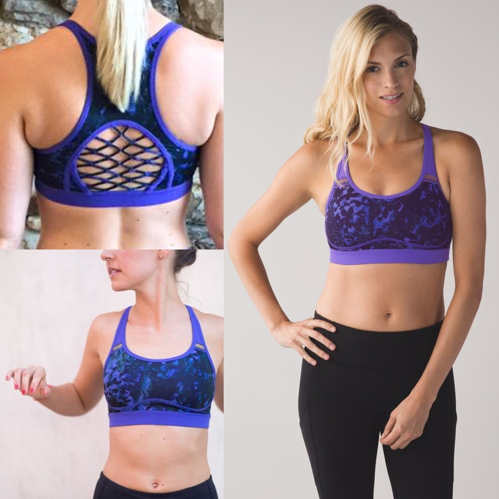 Lululemon Sweaty Or Not Bra 6 iris flower floral
