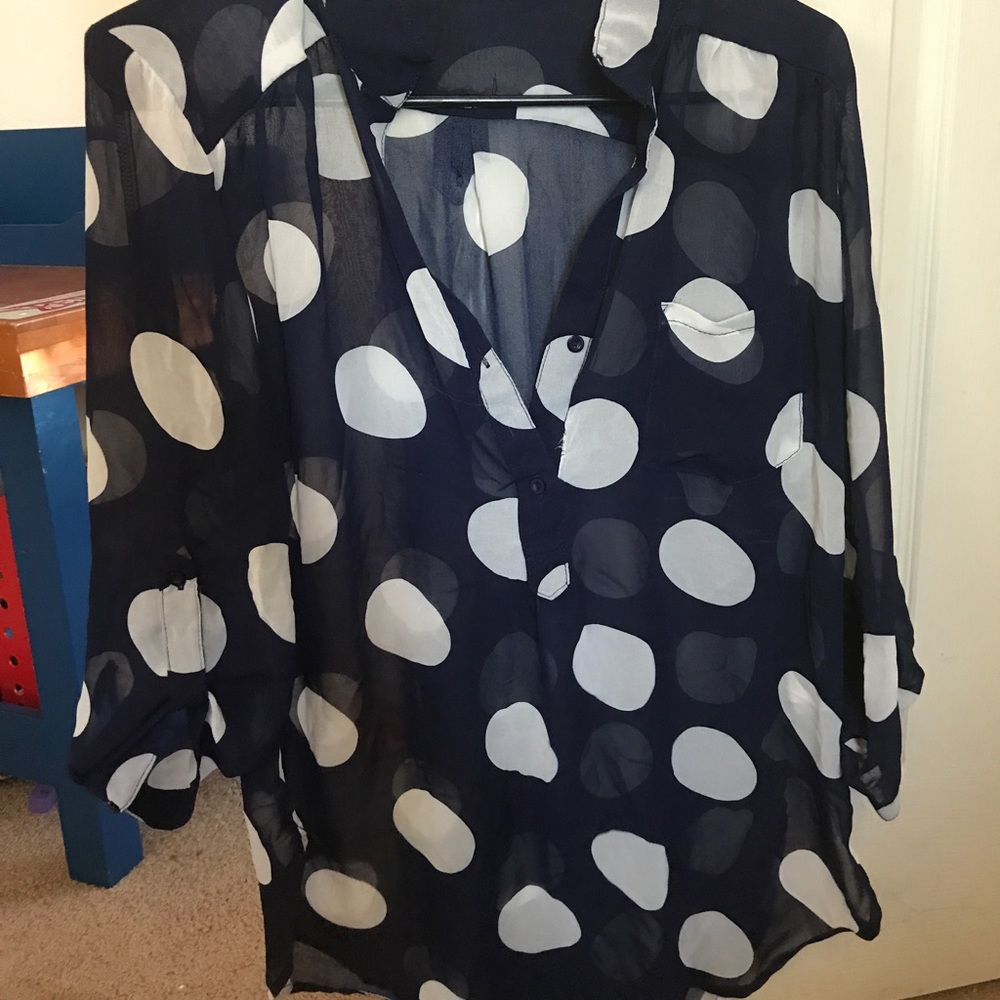 Xtaren sheer polka dot shirt