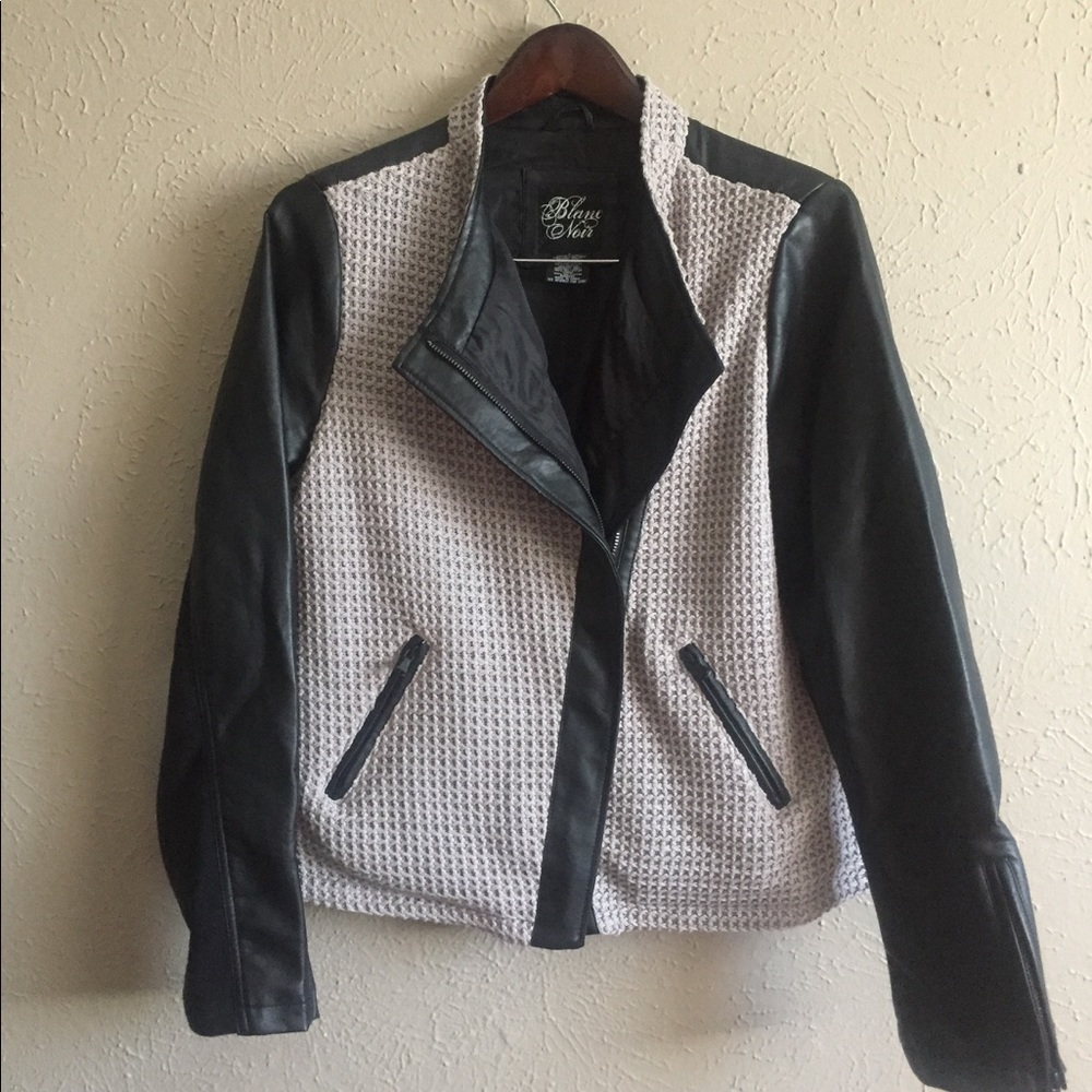 Leather sleeve jacket