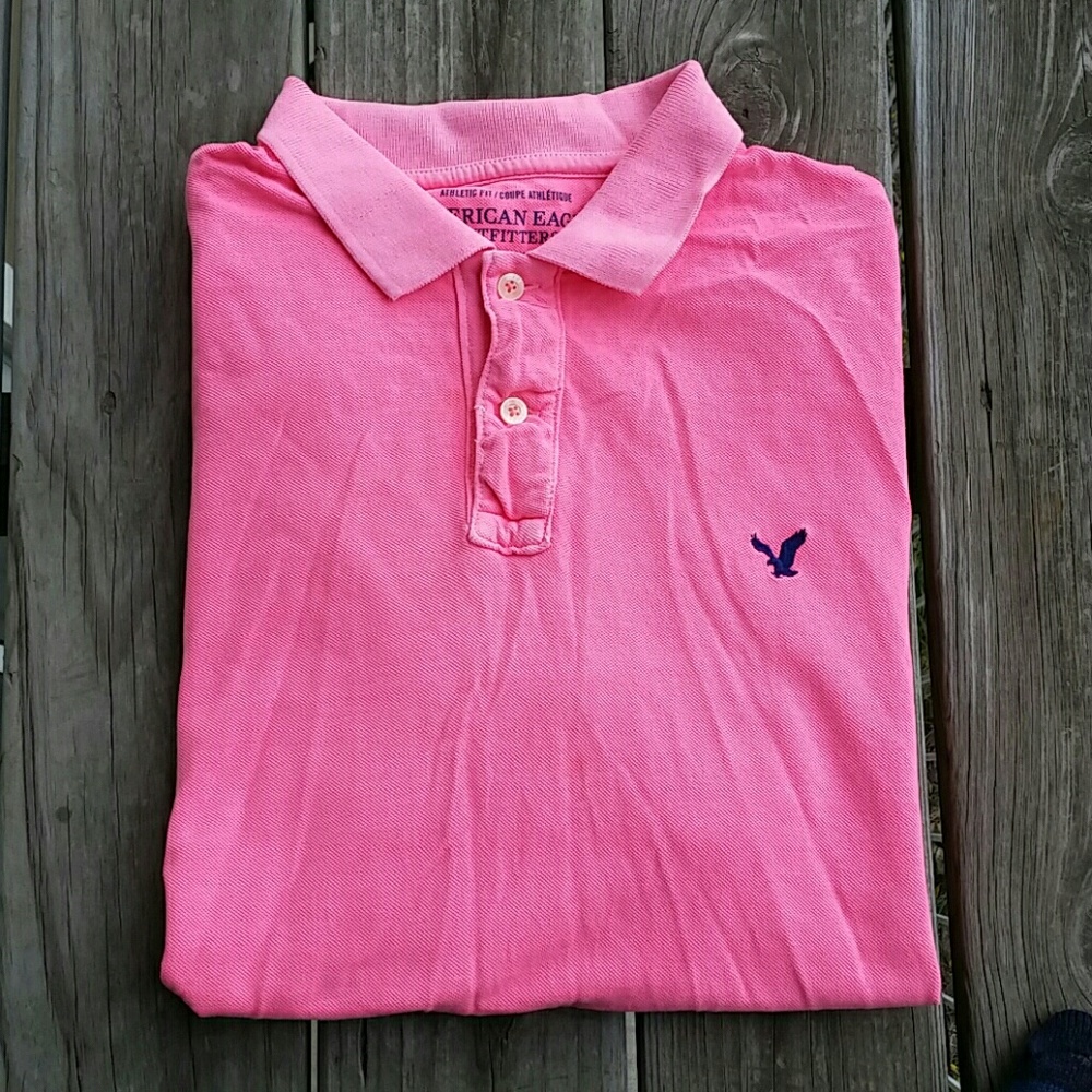 AEO athletic fit neon pink polo