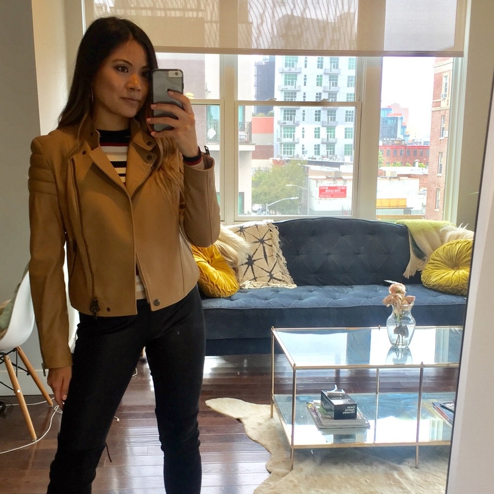 COACH tan leather jacket