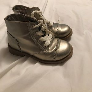 Gold toddler booties.