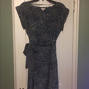 Gap Wrap Dress in navy and beige pattern