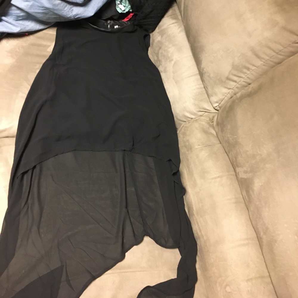 Black sheer high low tank top