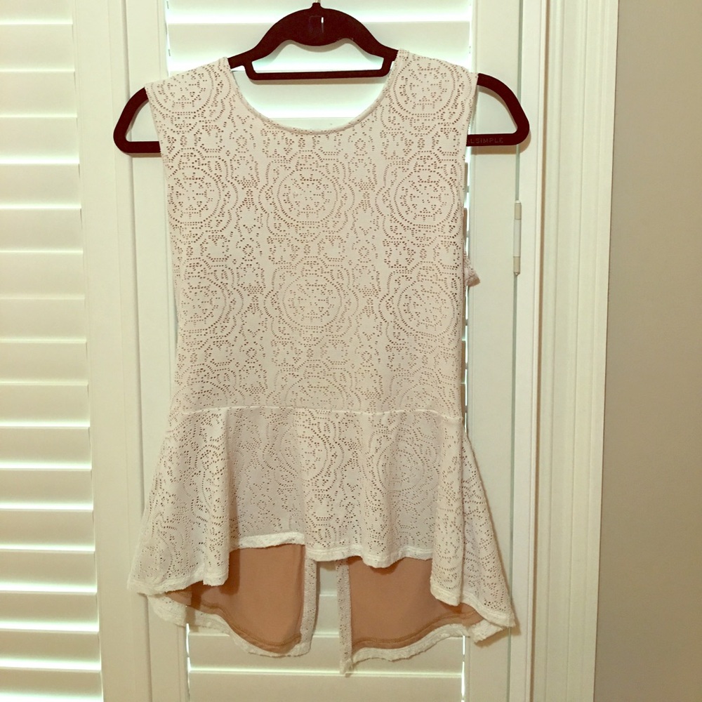 BCBG White Peplum Top