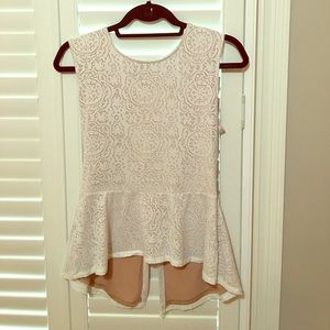 BCBG White Peplum Top