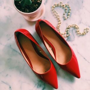 Red Zara block heels
