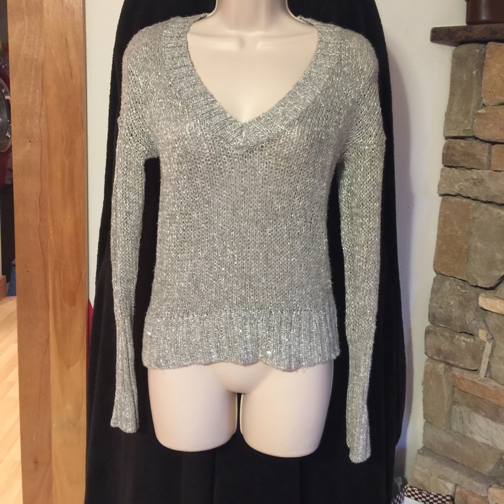 Sliver V-neck sweater... in mint condition!