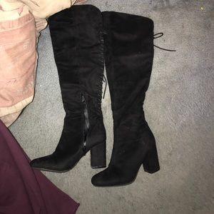 Over the knee black boots