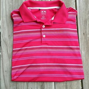 Adidas golf climacool red striped polo