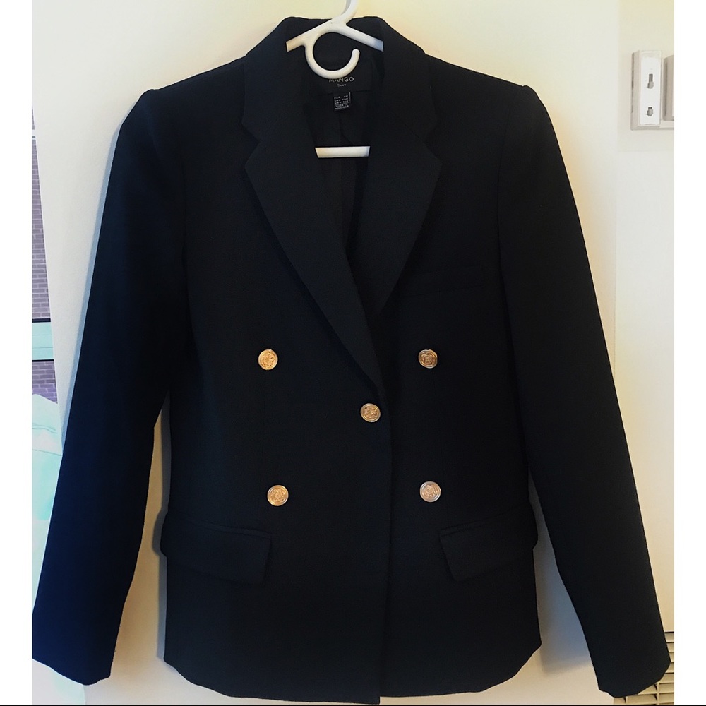 Black blazer with military style buttons