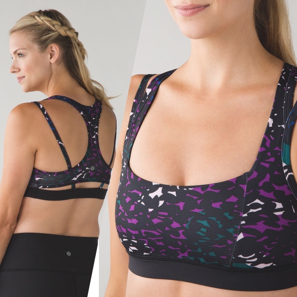 Lululemon Splendour Bra 6 shadow wrap multi black