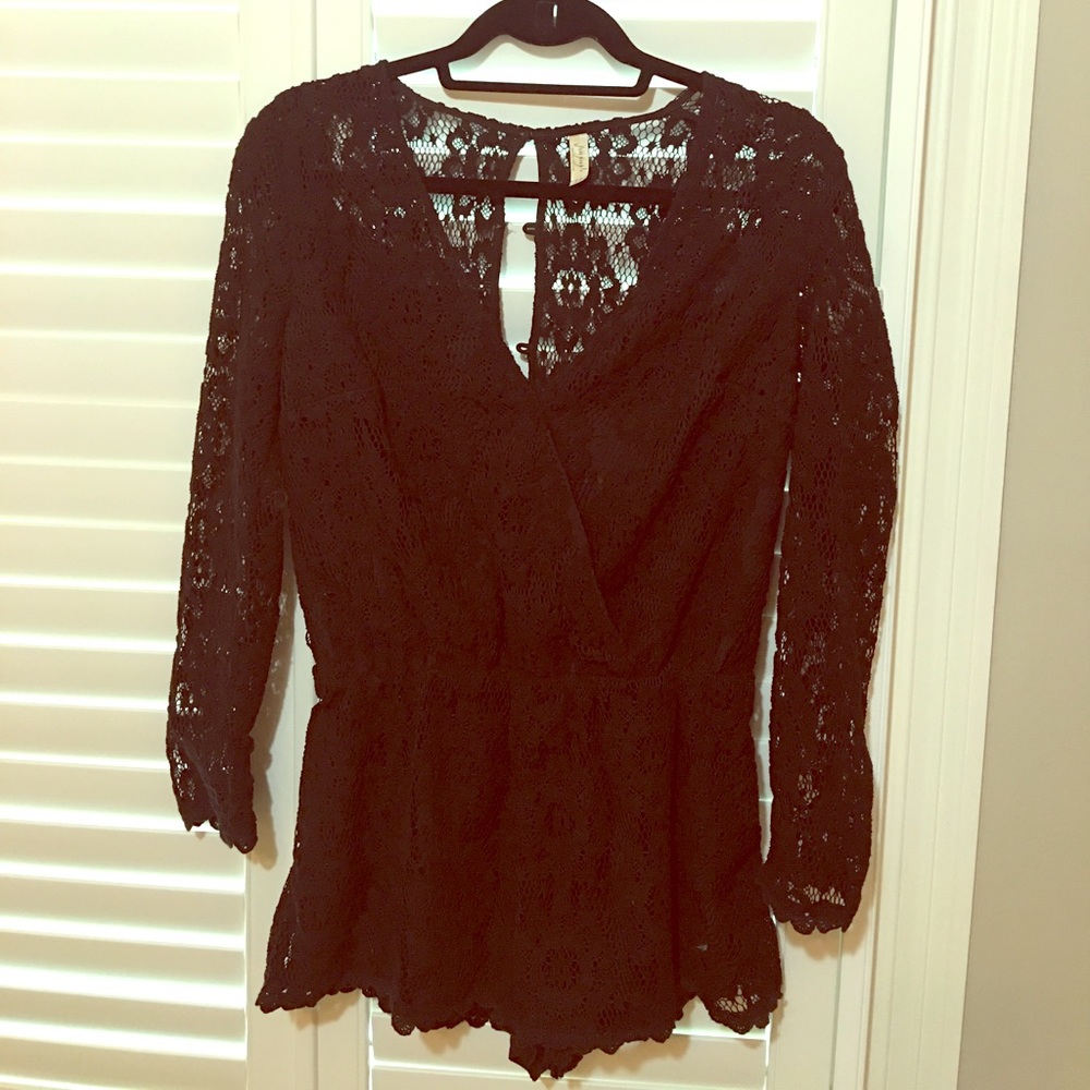 Free People Black Romper