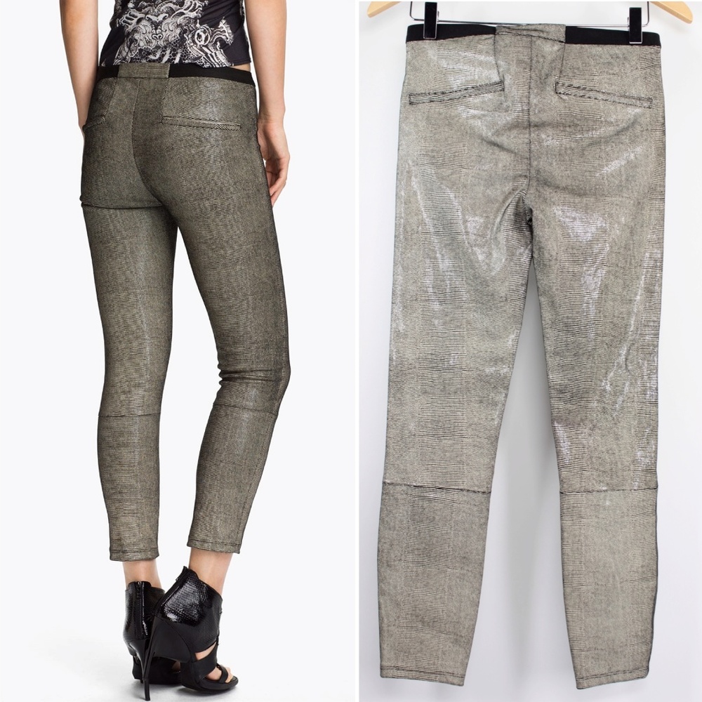 Helmut Lang Leather Stretch Crop Pants Jeans 0 958 - Picture 2 of 8