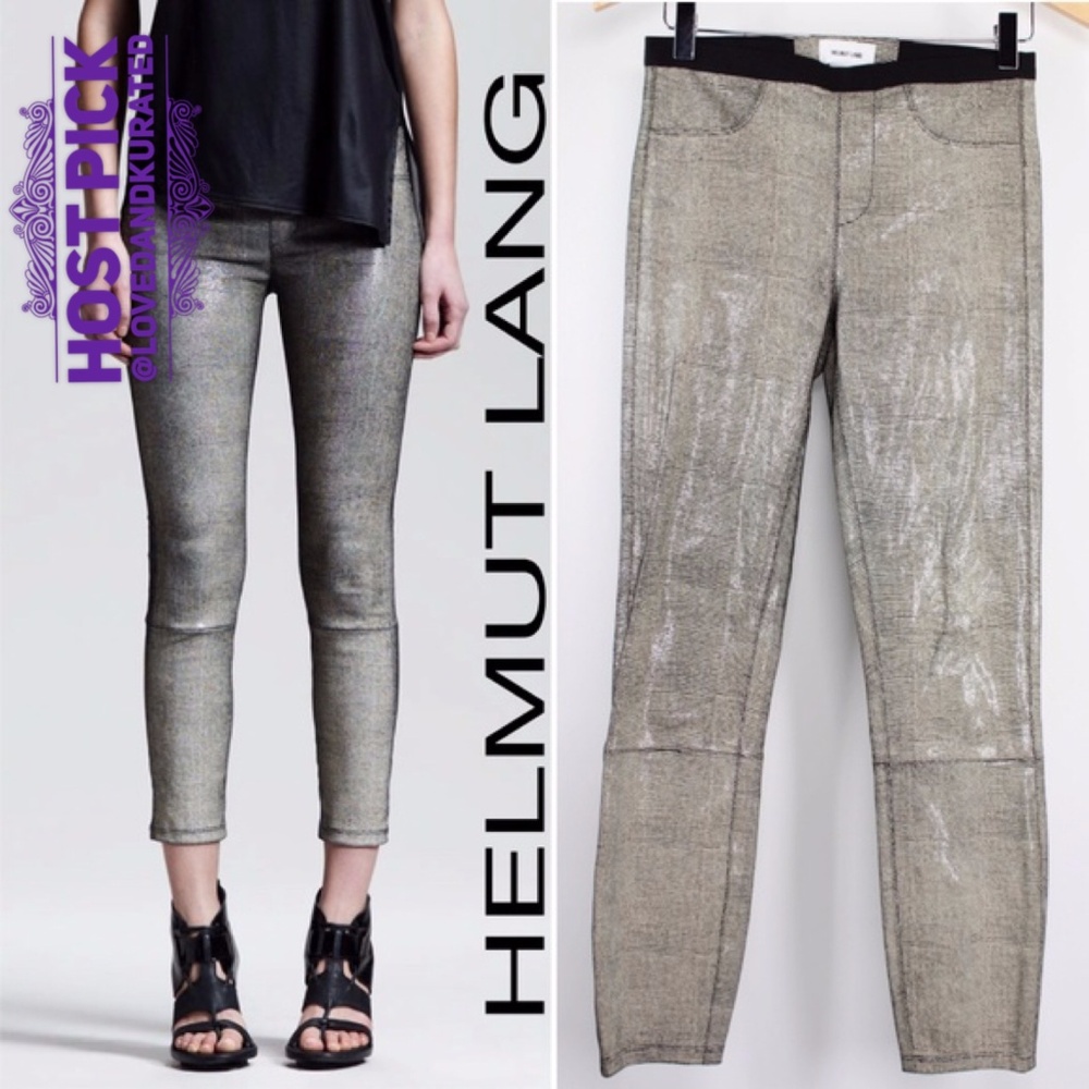 Helmut Lang Leather Stretch Crop Pants Jeans 0 958 - Picture 1 of 8