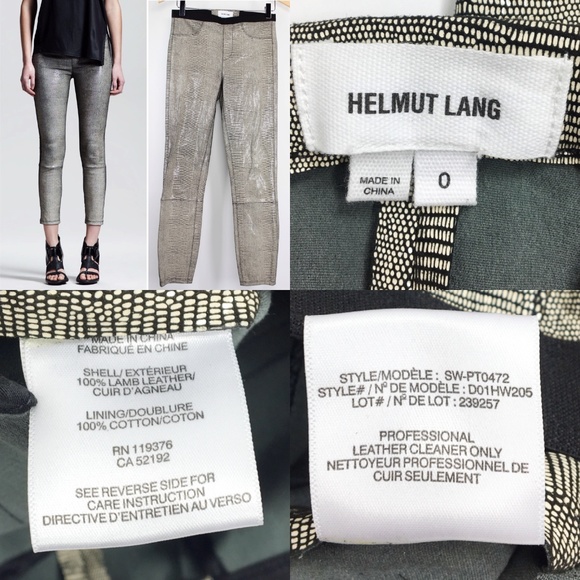 Helmut Lang Leather Stretch Crop Pants Jeans 0 958 - Picture 7 of 8