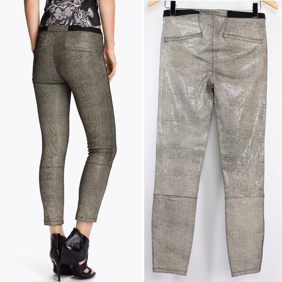 Helmut Lang Leather Stretch Crop Pants Jeans 0 958 - Picture 2 of 8