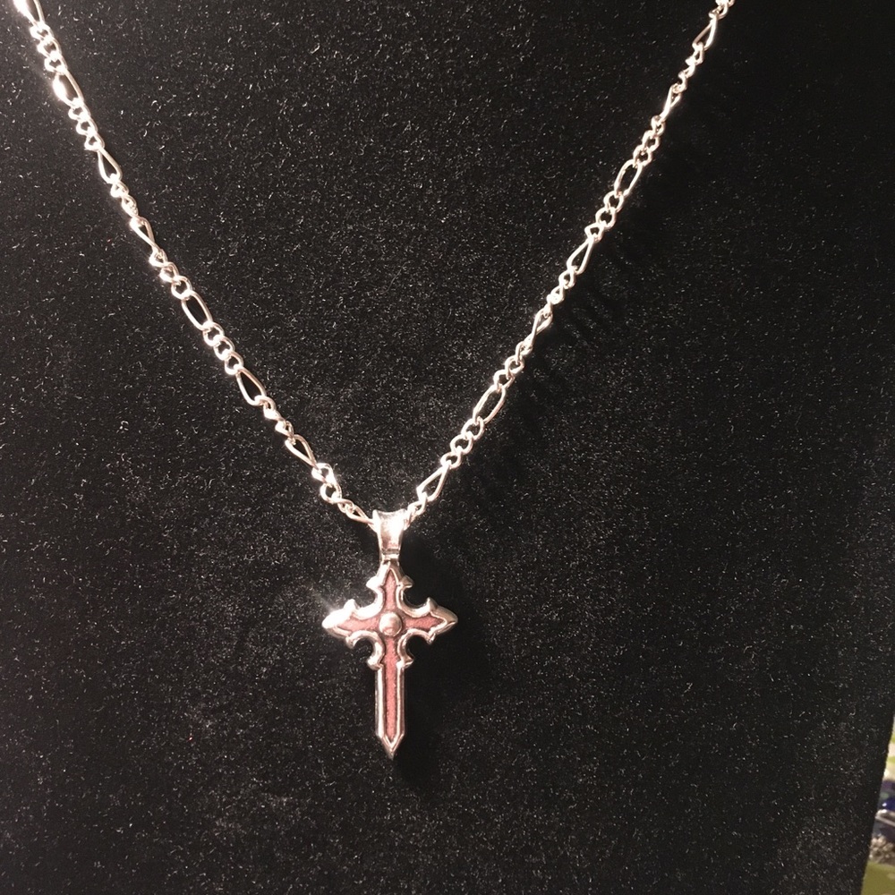 Tibetan Silver cross on a silver chain