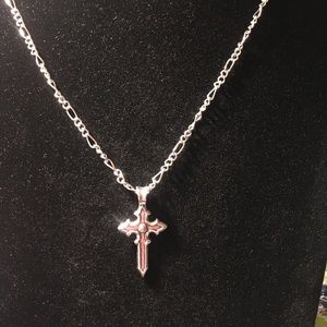 Tibetan Silver cross on a silver chain