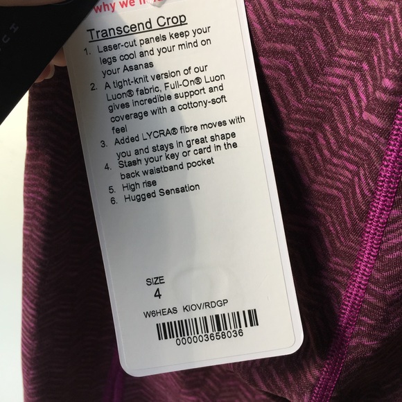 NWT Lululemon Transcend Crop - Picture 4 of 8