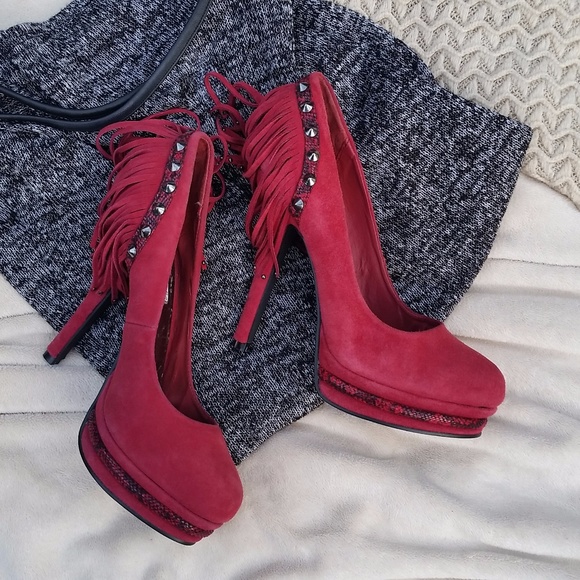 Naughty Monkey Magenta Fringe Pumps Size 7.5