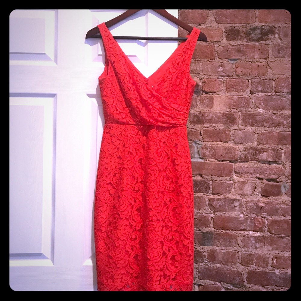 Red lace cocktail dress