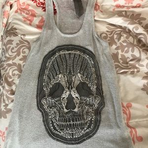 Silver/grey skull tank top