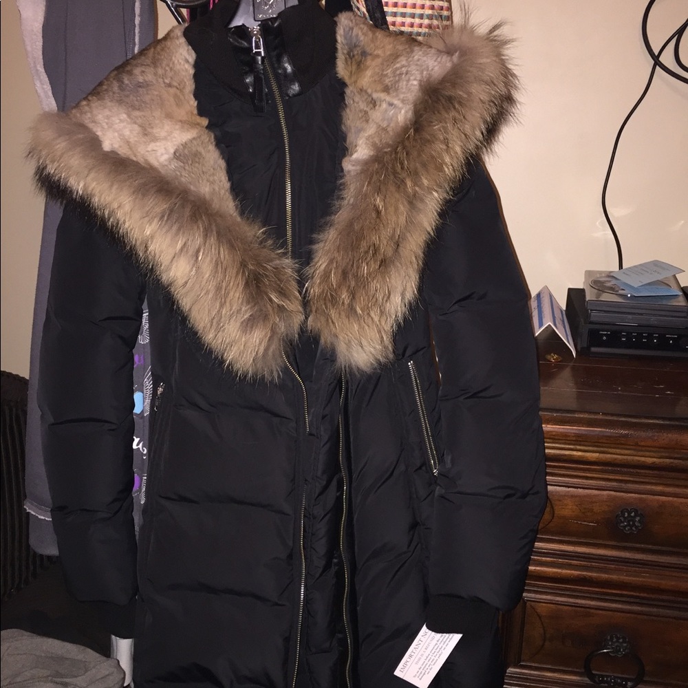 Hooded fur trim puffer jacket by Mackage