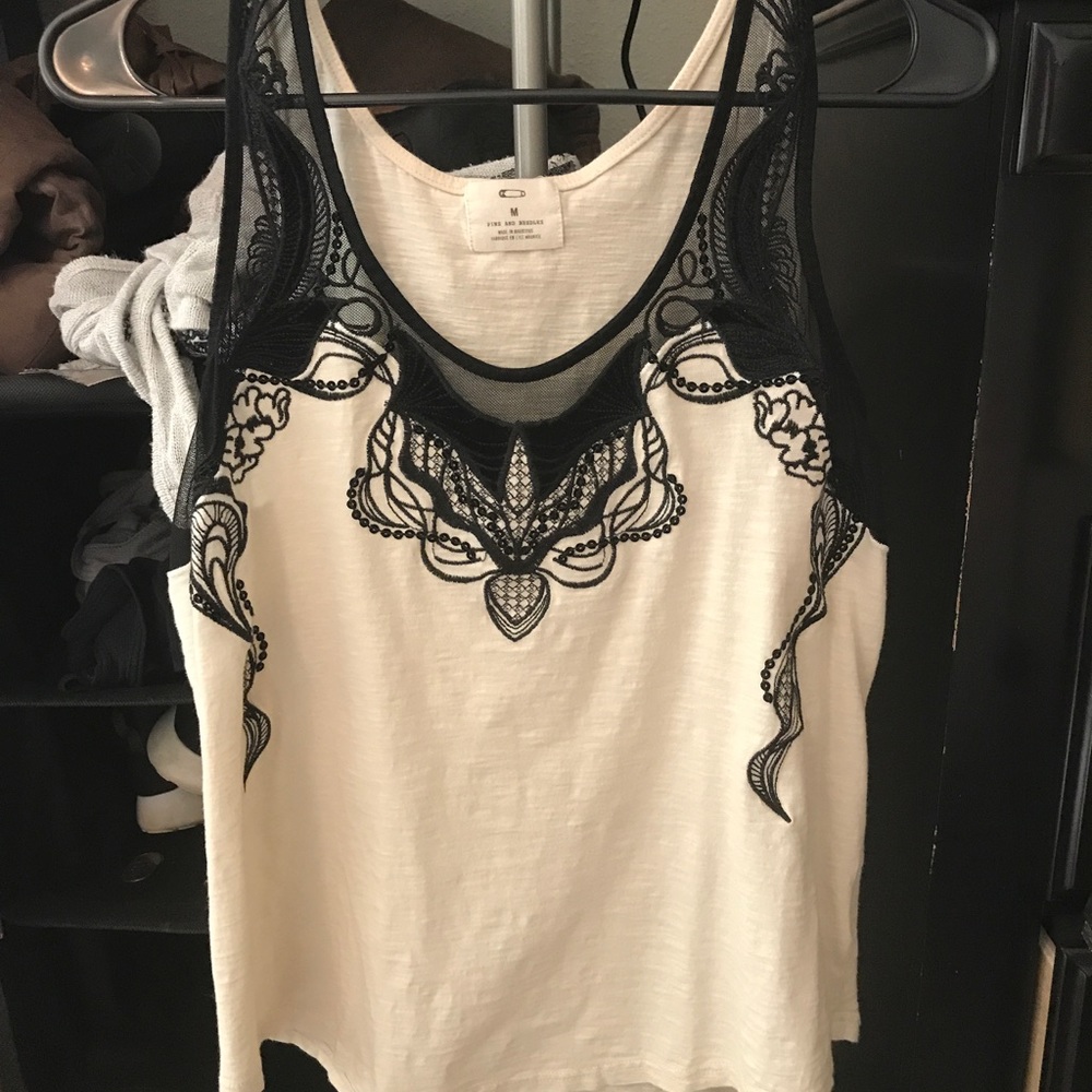 White tank top with black lace