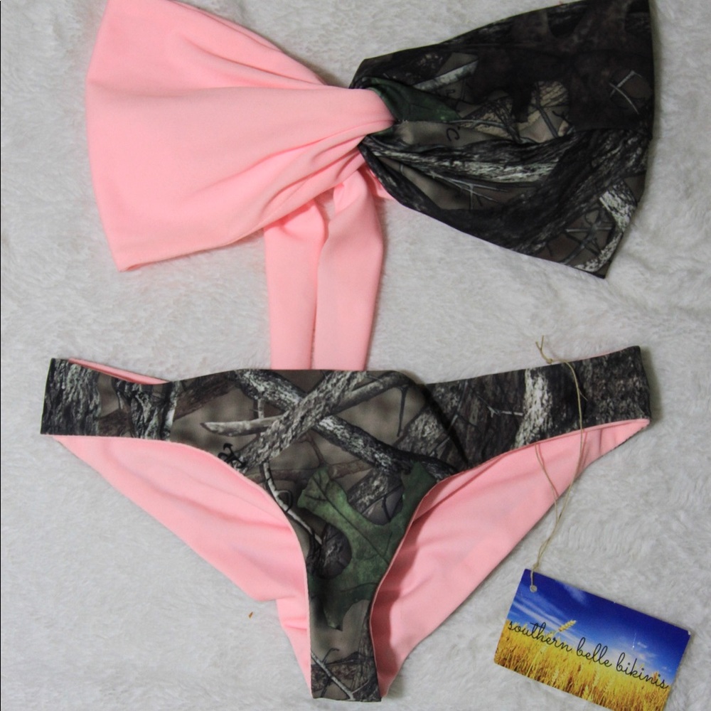 Pink and camo bikini