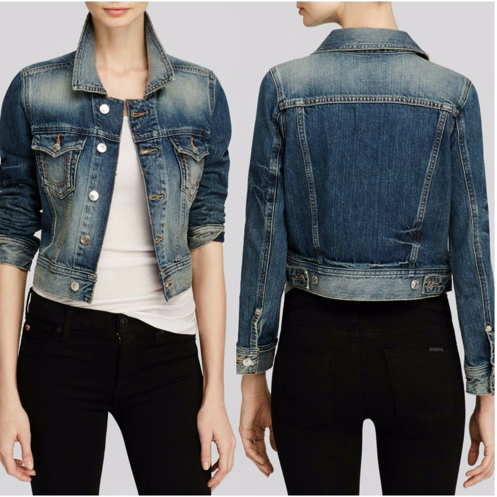 True Religion Dari Howling Canal denim crop jacket