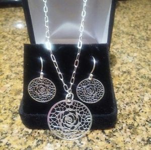 925 Sterling Silver Necklace and Earrings Set